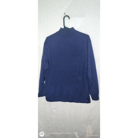 NWT LINEA UOMO Sz M WooL Acrylic Pullover Sweater 1/4 Zip Blue - Picture 2 of 7